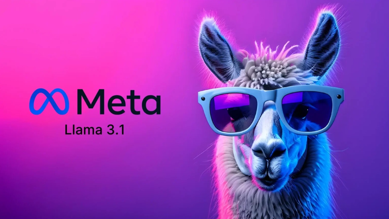 Representação de código fonte com a logo do Llama da Meta